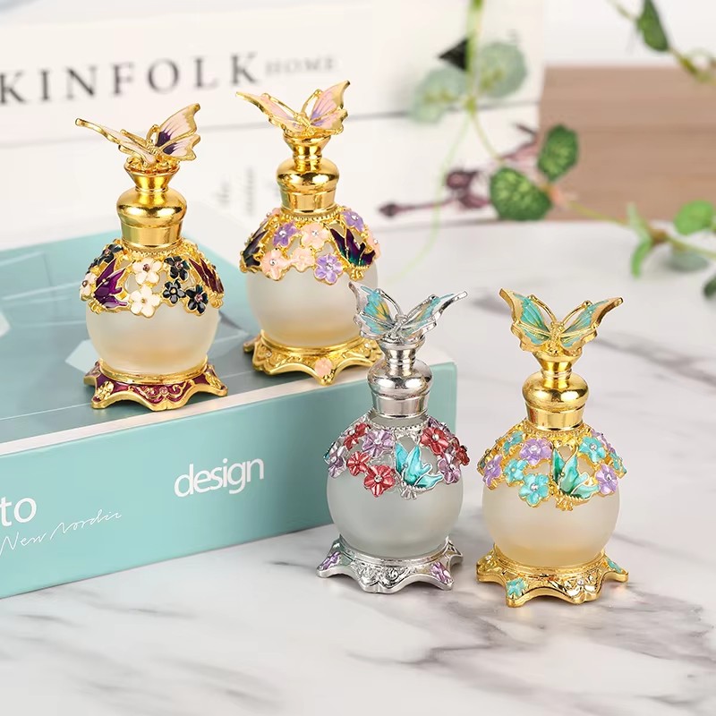 Perfume Fragrance Attar - Butelka na perfumy z metalowym motylem,